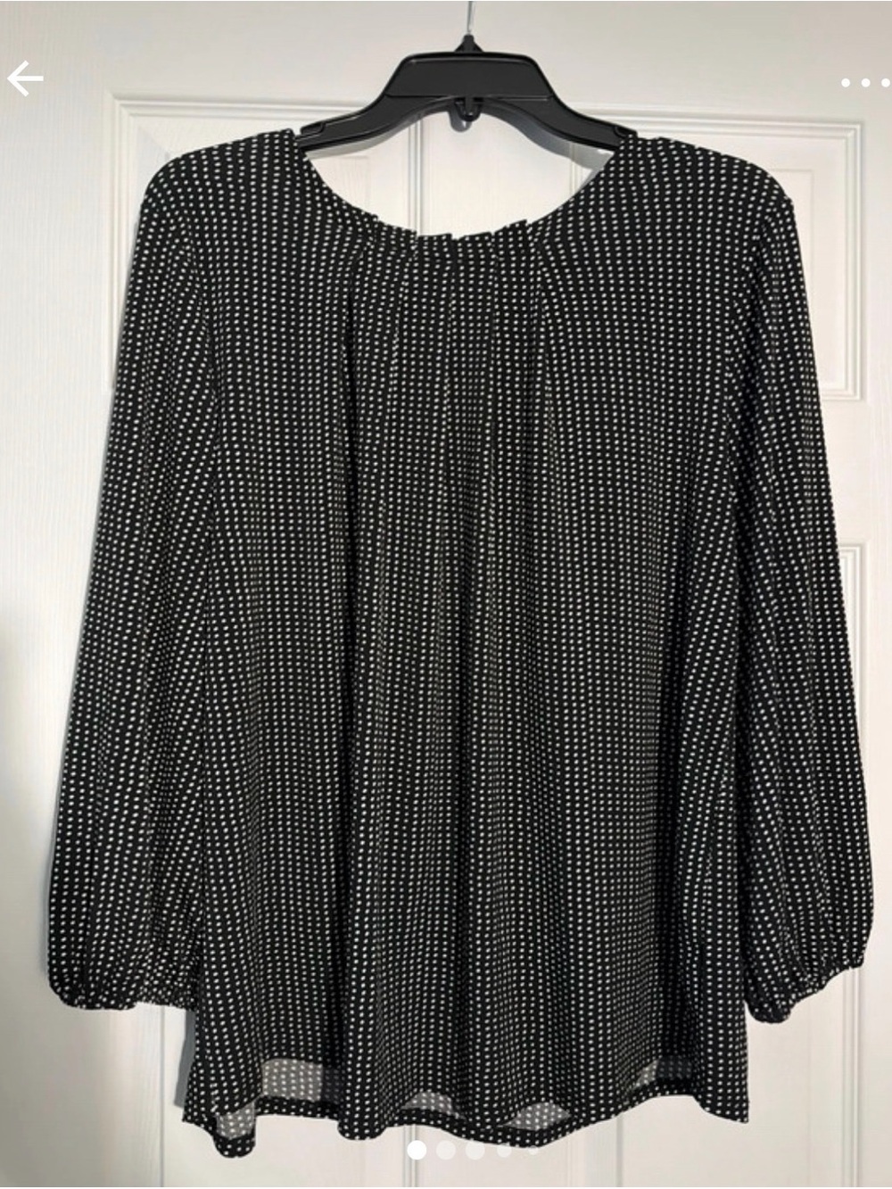 Adrianna Papell Black and White Polka Dot Long Sleeve Dress